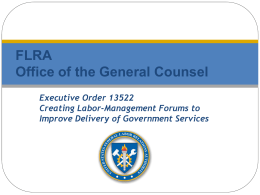 FLRA: Executive Order 13522 - National Association of Agriculture