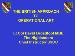 Operational Art is - Knowledge on Line