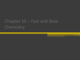 Chapter 15 – Fast and Slow Chemistry