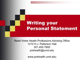 Writing the Personal Statement - The Reed