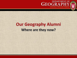 Where Are They Now - Department of Geography