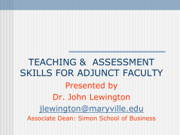 teaching and assessment skills for adjunct faculty