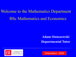 BSc Mathematics and Economics