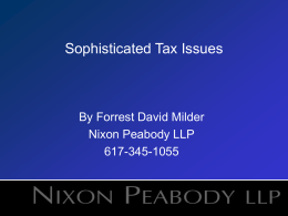 Forrest David Milder: Sophisticated Tax Issues