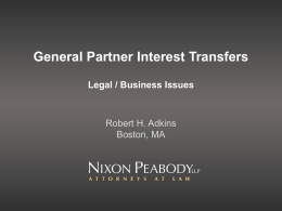 General Partner Interest Transfers