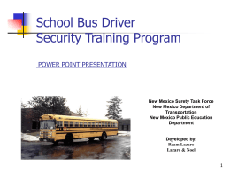 School Bus Driver Security Training Program