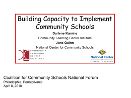 Building Capacity to Implement Community Schools