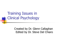 Training Issues in Clinical Psychology