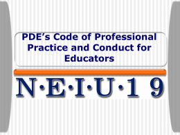 Pennsylvania`s Code of Professional Practice and Conduct for