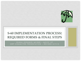 S-60/OPR Required Forms and Final Steps