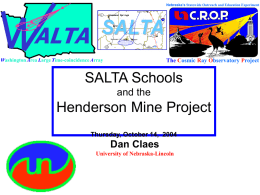 The SALTA Schools Henderson Mine Project