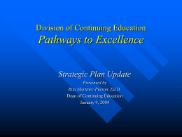 Division of Continuing Education Pathways to Excellence