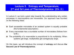 Lecture 5. Entropy and the Second Law (Ch. 2 )