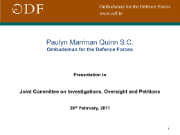 Presentation by ODF to Joint Committee on Investigations, Oversight
