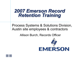 Complying with Emerson`s Records Retention Policy