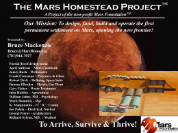 Overview Presentation - The Mars Homestead Project