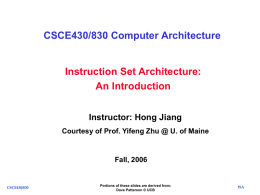 Instruction Set Architecture: An Introduction