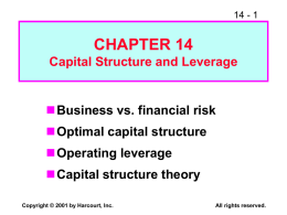 Chapter 13 capital structure decisions: basics