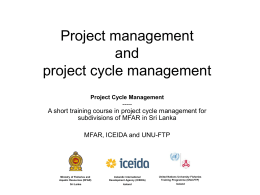Project management and Project Cycle Managment