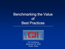Benchmarking the Value of Best Practices