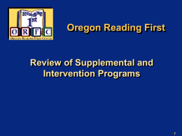 Review of Supplemental and Intervention Programs