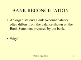 bank reconciliation - Bannerman High School