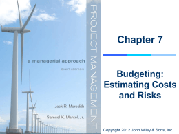 Budgeting and Cost Estimation