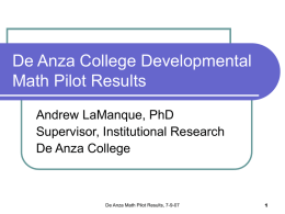 De Anza College Developmental Math Pilot Results, Fall 2006
