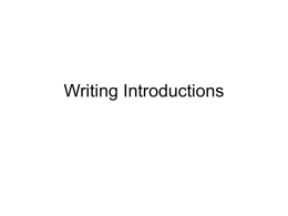 Expository Writing – Introductions