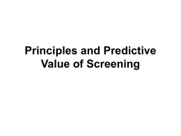 Principles and Predictive Value of Screening Objectives
