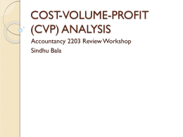 Chapter 6 COST-VOLUME-PROFIT (CVP) ANALYSIS