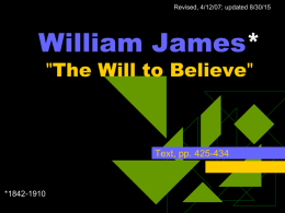 William James “The Will to Believe”
