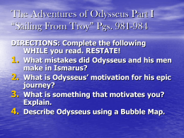 The Adventures of Odysseus Part I “Sailing From Troy” Pgs. 981-984