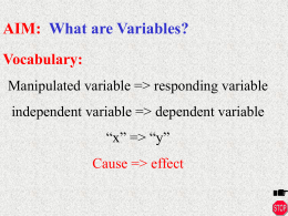 VARIABLES - Mr. Z`s Science Class