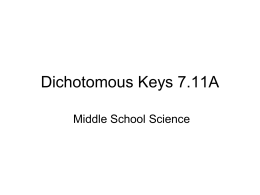 Dichotomous Keys 7.11A - Ms. Keeton`s Science Class