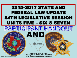 Law Up-Date #3184 Participant Handout Unit 5-7