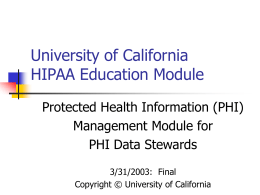 University of California HIPAA Education Module