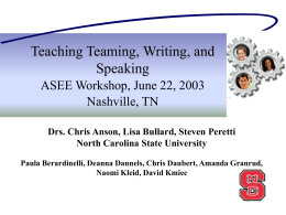 Using Writing, Oral Communication and Technology to Teach