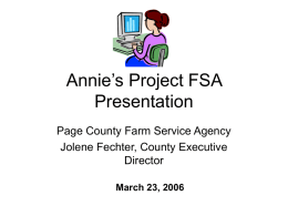 Annie`s Project FSA Presentation