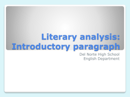 Literary analysis: Introductory paragraph
