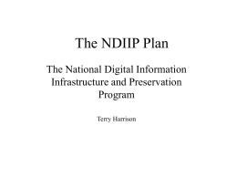 The NDIIP Plan - ODU Computer Science