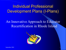 Individual Professional Development Plans (I