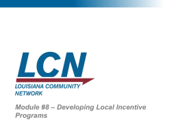 Developing Local Incentive Programs