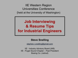 Job Search Planning - Institute of Industrial Engineers