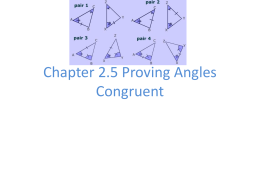Chapter 2.5 Proving Angles Congruent