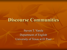 Discourse Communities - University of Texas at El Paso