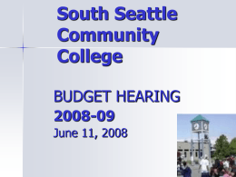 South Seattle Community College Budget Hearing