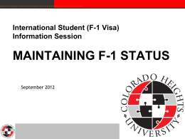 Presentation – Maintaining F-1 Status