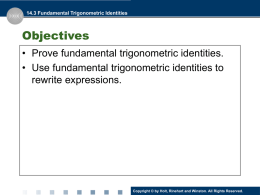 14.3 Fundamental Trigonometric Identities