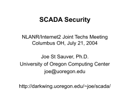 SCADA Security - Joe St Sauver